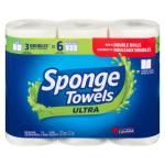 Sponge Towels Paper Towel Ultra 2-Ply 3 Double Rolls x 128 Sheets