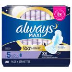 Always Maxi Pads Extra Heavy Flow With Wings Size 5 | 20 Count