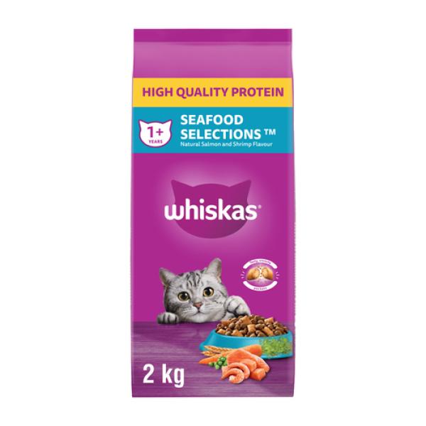 Whiskas Seafood Selections Adult Dry Cat Food With Real Salmon 2 kg