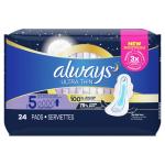 Always Ultra Thin Pads Extra Heavy Size 5 with Wings 24 Count