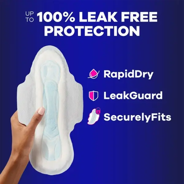 Always Maxi Overnight Pads with Wings for Women, Size 4, Overnight Absorbency, Unscented, 16CT