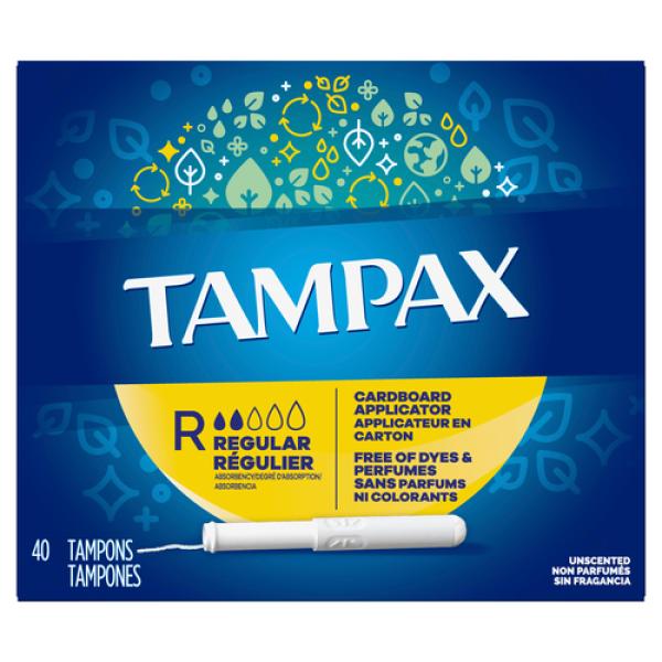 Tampax Cardboard Applicator Tampons Regular Unscented 20 Count