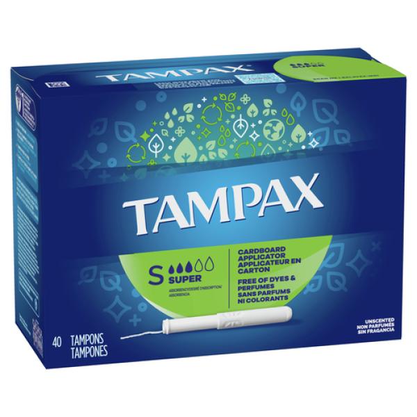 Tampax Cardboard Applicator Tampons Super Absorbency Unscented 20 Count