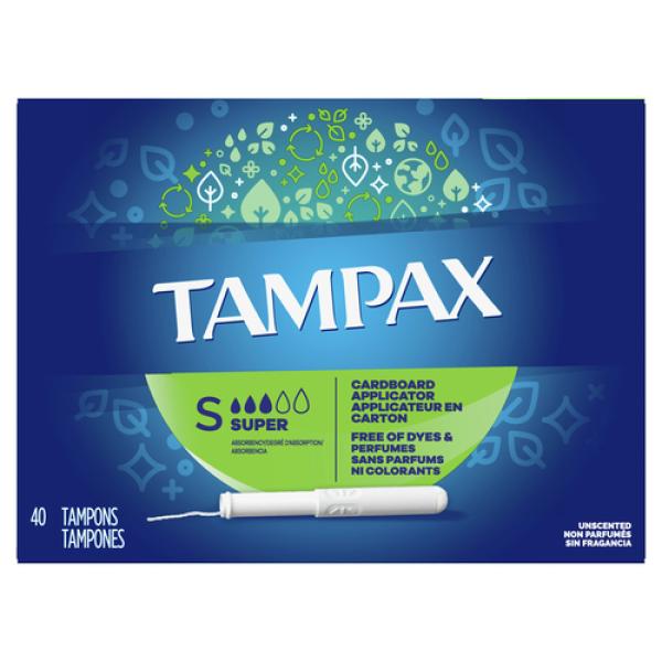 Tampax Cardboard Applicator Tampons Super Absorbency Unscented 20 Count