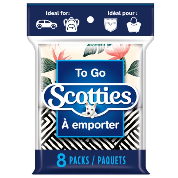 Scotties To Go 3 Ply Facial Tissues 8 pack