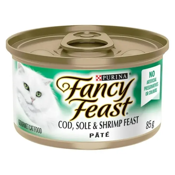 Fancy Feast Pate Cod, Sole & Shrimp, Wet Cat Food 85g, 85 g