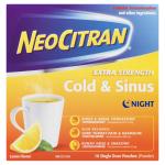 NeoCitran Extra Strength Cold & Sinus Night Lemon, 10 Pouches
