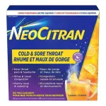 NeoCitran Cold & Sore Throat Night Lemon, 10 pouches (powder)