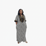 Black and White Ankara Long Dress