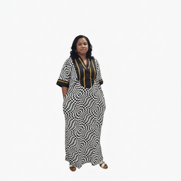 Black and White Ankara Long Dress