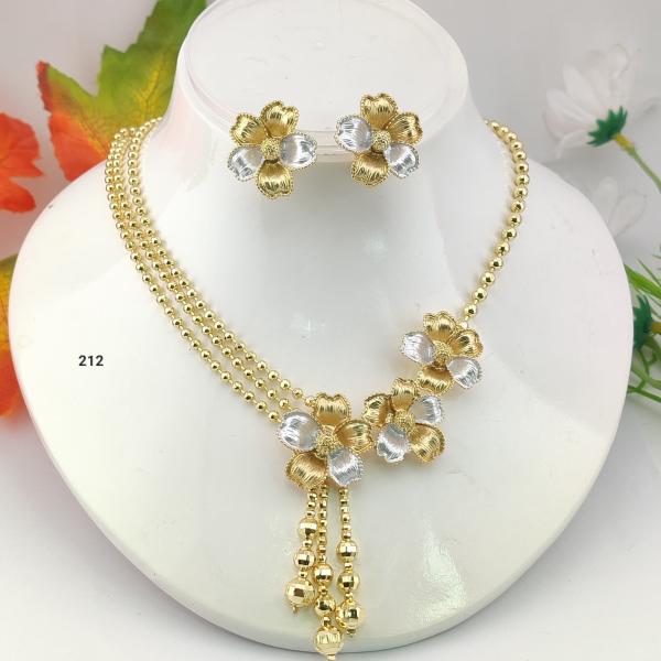 Non-Tarnish Gold and Sliver Necklace with Earrings Set