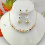 Non-Tarnish Three Tones Beautiful Necklace with Earrings Set