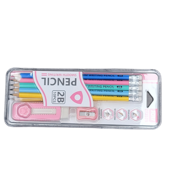 Premium Writing Pencils 2B | Pre-Sharpened | with sharpener and adjustable eraser | 10 pcs