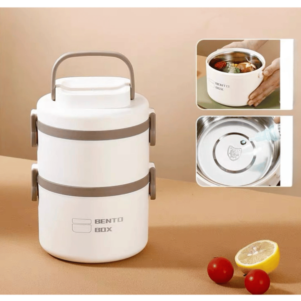 Bento Lunch Box, high quality stainless steel, two layers, thermal food container for office workers