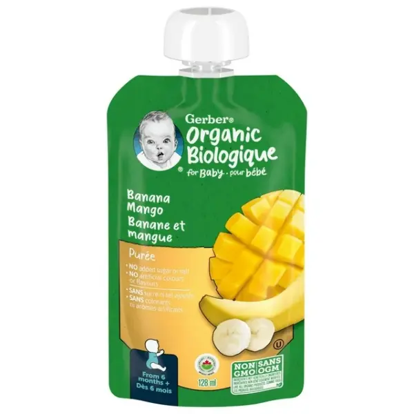 Gerber Organic Puree - Banana Mango Baby Food 128 ml