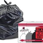 Spartano Black Garbage Bags 26 x 36 Inch (250 Count), Regular Kitchen Garbage Bag for Waste Bin, Multipurpose Trash Bags for Home & Office