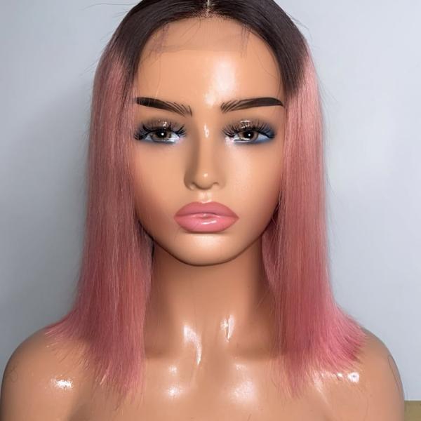 T4/pink# Double Drawn 2x6 Bob Wig 150% 10''