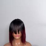 T1b/99j# Double drawn bang wig with closure 200% 10''