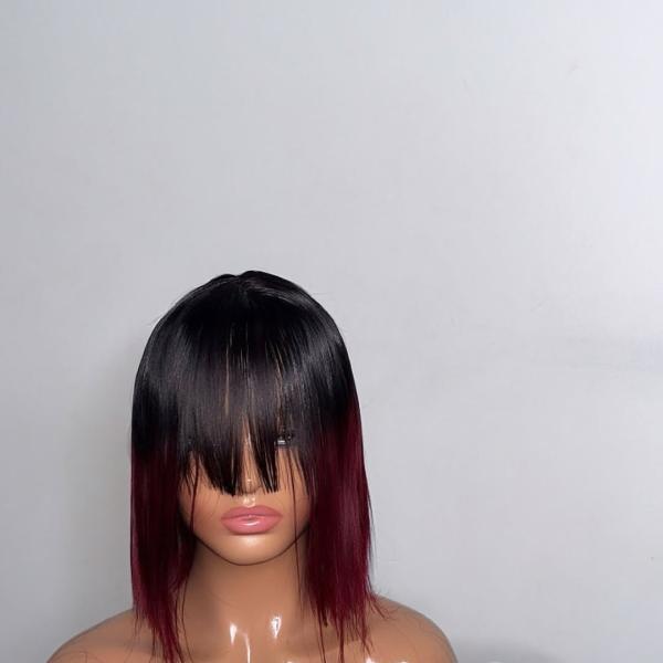 T1b/99j# Double drawn bang wig with closure 200% 10''